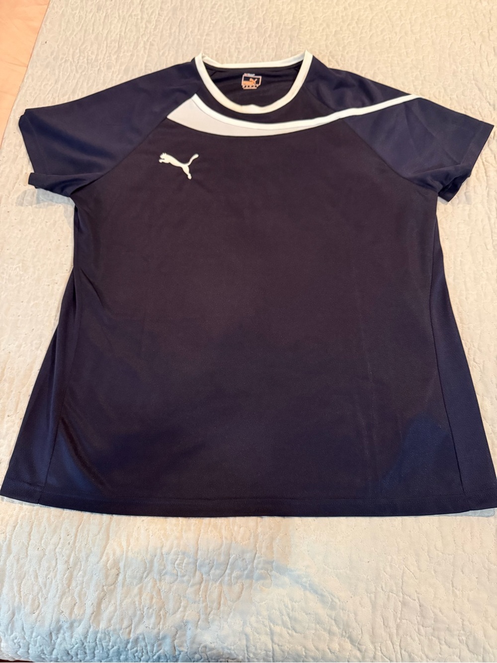 PUMA Sportlifestyle Men's XL Blue/ White Crew Neck Lightweight Mesh Tee